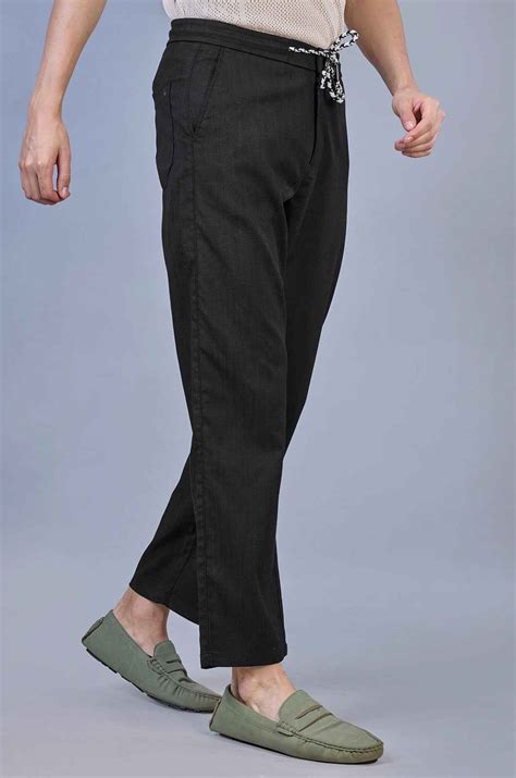 L&C Men's Black | Linen Slub | Linen Blend | Casual Lowers | Relax Fit ...