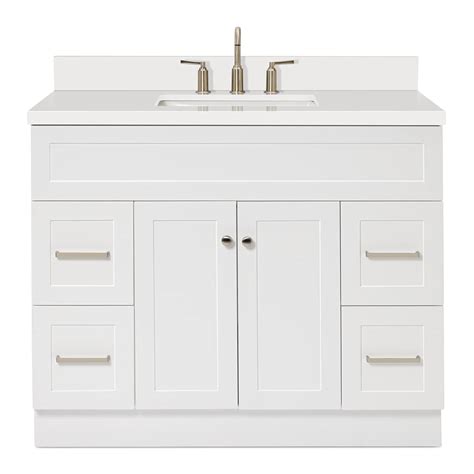 Buy ARIEL 43" White Bathroom Vanity with 1.5" Edge Pure White Quartz ...
