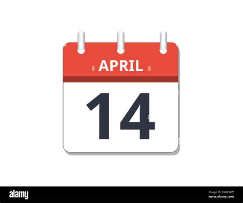 April 14th calendar icon vector. Concept of schedule, business and ...
