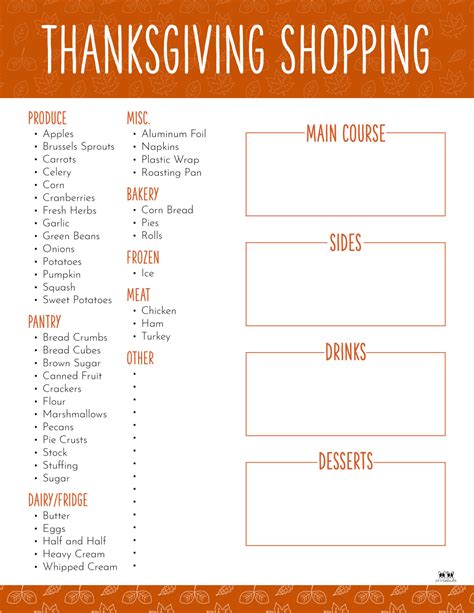 Thanksgiving Shopping Lists & Checklists - 30 FREE Printables | Printabulls