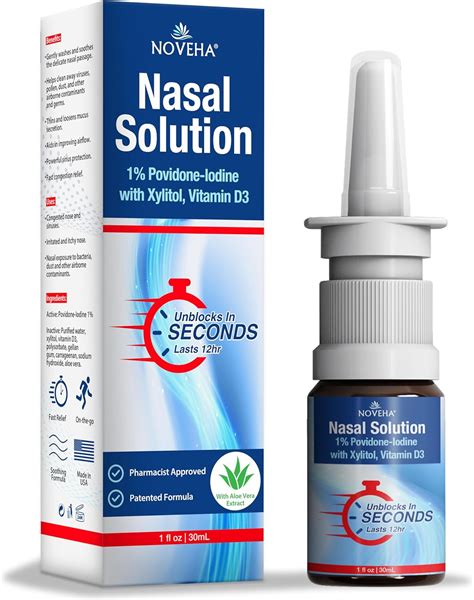 Amazon.com: NOVEHA Nasal Spray- 1% Povidone-Iodine Spray, Vitamin D3 ...