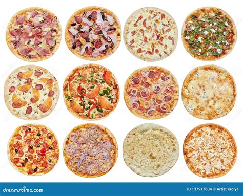 Set of different pizzas stock photo. Image of mozzarella - 137917604