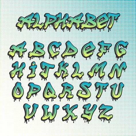 Graffiti Font Vector | Bubble fonts alphabet letters, Edgy fonts ...