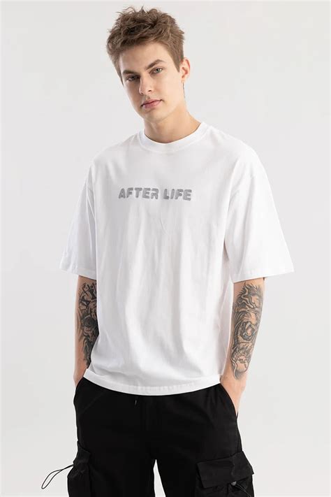 Buy Men's After Life White Oversized T-Shirt Online | Snitch – SNITCH