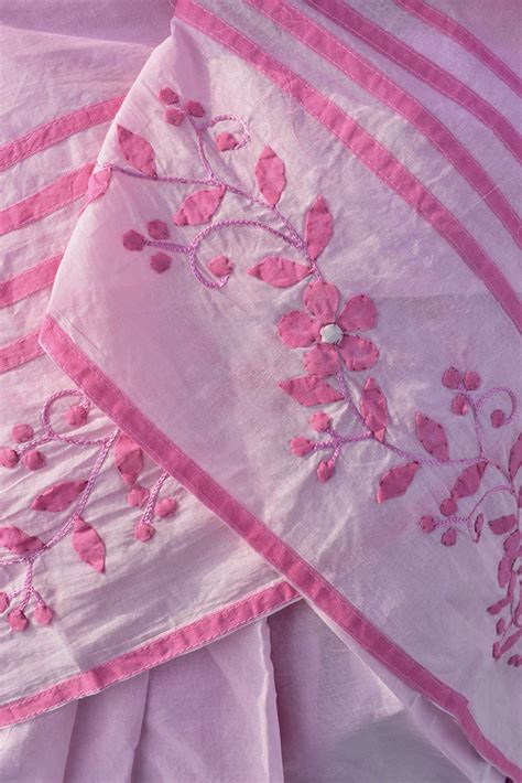 Elegant Soft Organdy saree with Hand Applique Phool Patti Work ...