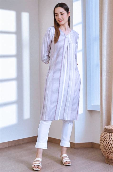 Buy Pink Striped Straight Rayon Blend Kurta Online for Woman | Shop for ...