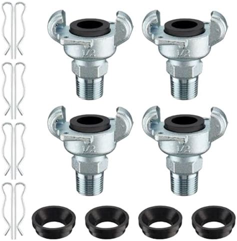 Therwen 4 Sets 1/2 inch Chicago Air Fittings NPT Iron Air Hose Fitting ...