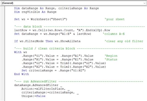Image result for Excel VBA Multiple Filters
