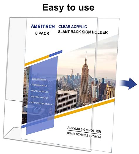 Buy 8.5x11 Acrylic Sign Holder, Acrylic Slant Back Sign Holders, Clear ...