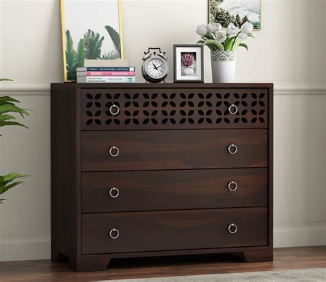 SHREE NATURAL® Solid Sheesham Wood Chest of 4 Drawers Storage for ...