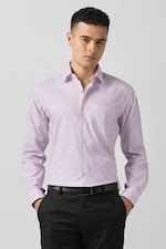 Buy Men Lilac Regular Fit Textured Full Sleeves Wedding Shirt Online ...