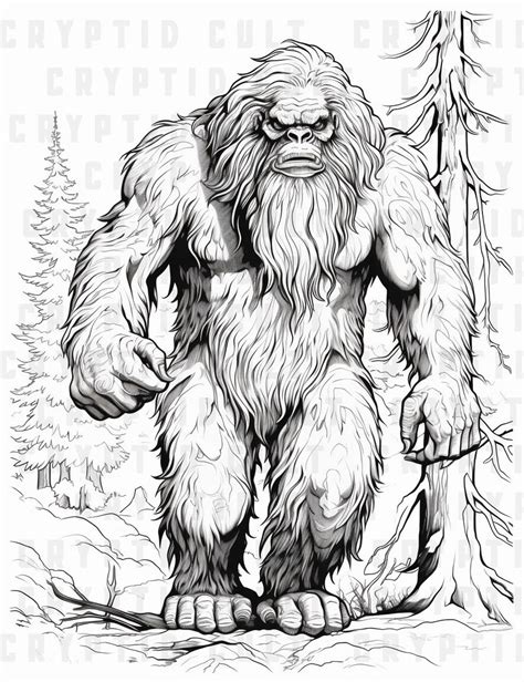 25 Bigfoot Coloring Pages Printable Sasquatch Printable Coloring Page Digital Download Adult ...