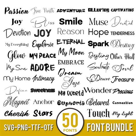The Ultimate 50 Fonts - Font Bundle Ttf Svg Otf Heart Font, Cricut ...
