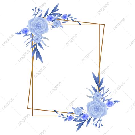 Vector Blue Flower Frame Navy Blue Floral Frame Watercolor 21625156