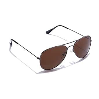 Buy Leeway Aviator Sunglasses, Brown Lens With Black Frame, Free Size ...