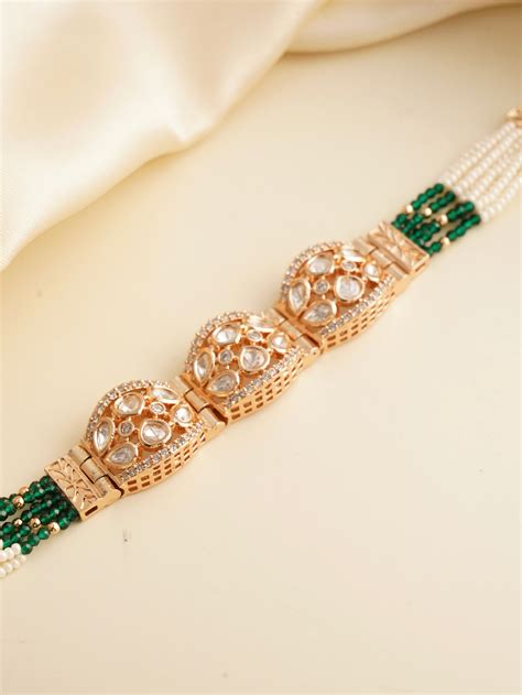 Regal Polki Dome Bracelets – Multi-Colored Threaded Elegance