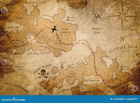 Map Leading To Pirate Treasure Stock Illustration - Illustration of ...
