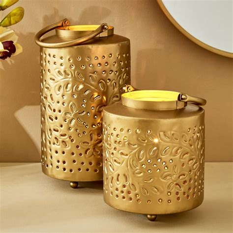 Buy Splendid Gold Rush Cora Metal Hurricane Candle Holder from Home ...