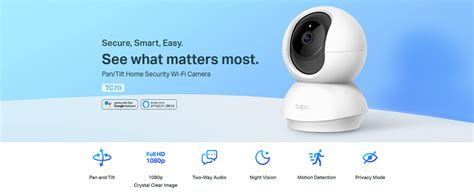 Buy Tapo TP-Link Pan/Tilt Smart Security Camera, Indoor CCTV, 360 ...