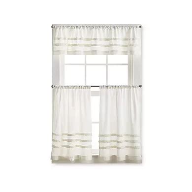 Martha Stewart Waters Edge Tufted 3-Piece Window Valance & Tier Set