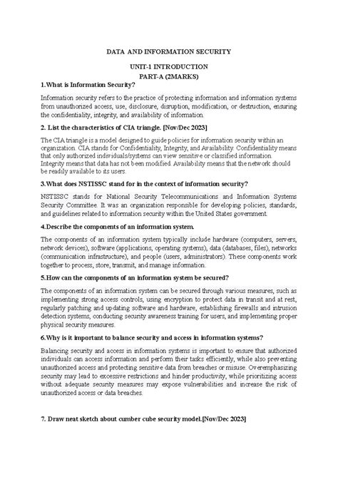 UNIT-1 DATA AND Information Security - DATA AND INFORMATION SECURITY ...