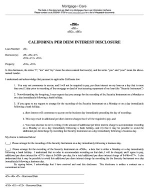 California Per Diem Interest Disclosure - Blank Fillable Template ...