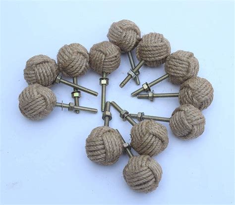 Samara Nautical 12 Knotty Door knobs – Nautical Drawer pulls – Jute ...