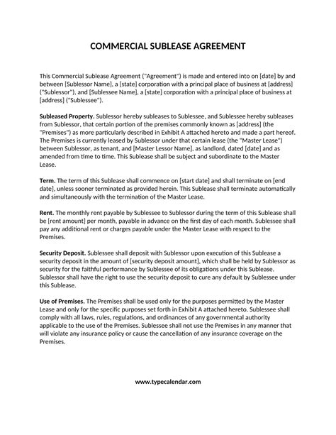 Free Printable Commercial Sublease Agreement Templates [PDF, Word]