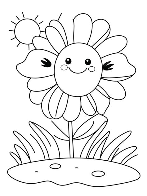 Premium Photo | Cute flower coloring page