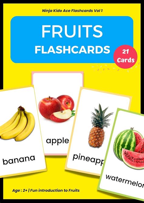 Fruits Flash Cards | Early Learning | Easy & Fun | 21 cards | With ...