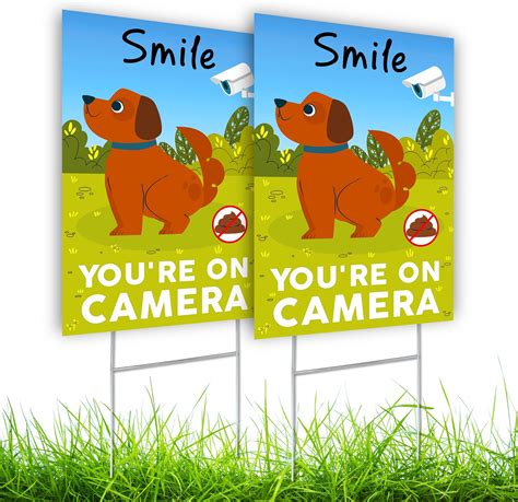 Amazon.com : 2 PC Smile You're On Camera Signs - 8x12 Double Sided ...