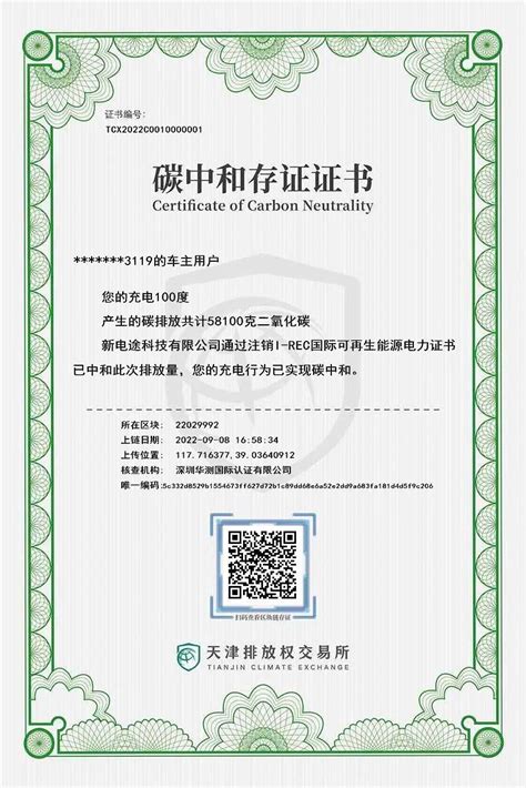 天排所全国首发个人碳中和存证证书 - 中国绿色碳汇基金会