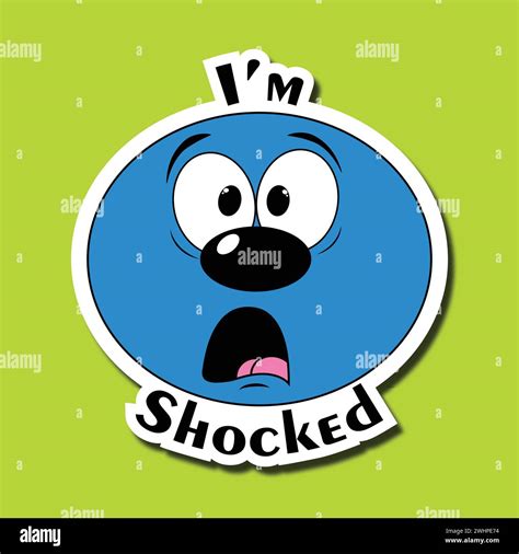 Funny face sticker. Emoticon with a shocked face. Expression of shock ...