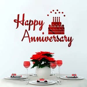 Sticker Hub 28 cm Acrylic 3D "Happy Anniversary" Mirror Wall Sticker ...