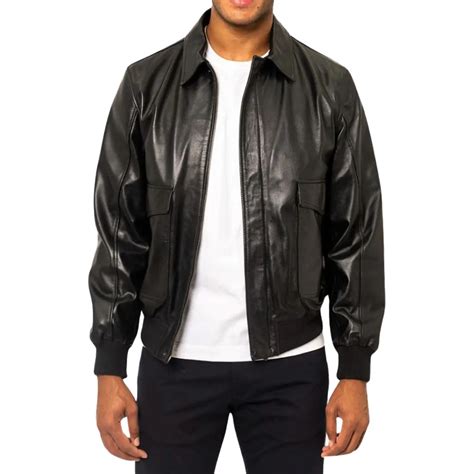 Black Leather Bomber Jackets For Men