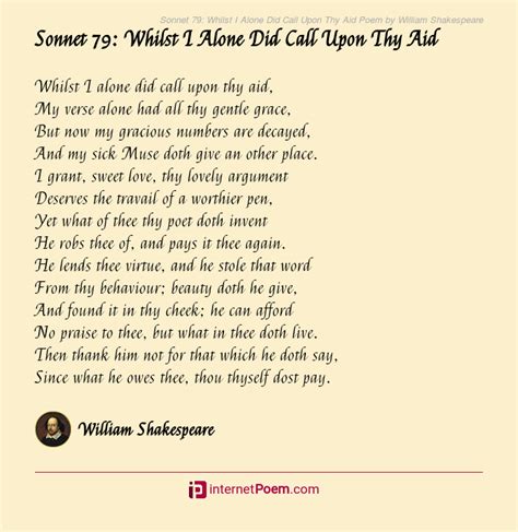 Sonnet 79: Whilst I Alone Did Call Upon Thy Aid Poem Rhyme Scheme