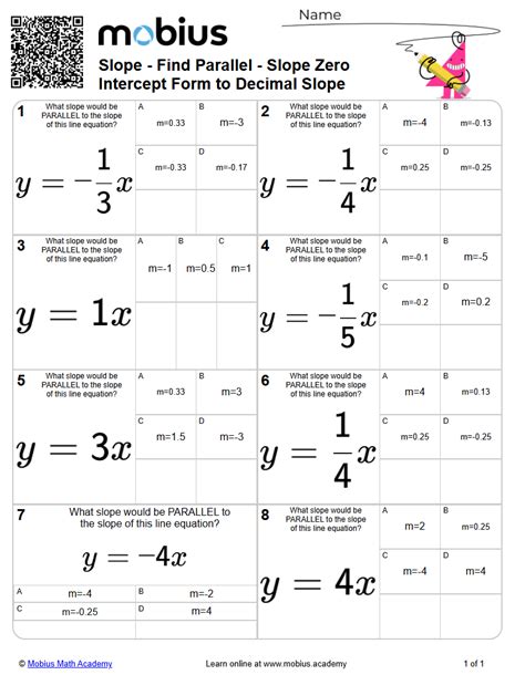 Slope - Find Parallel - Slope Zero Intercept Form to Decimal Slope ...