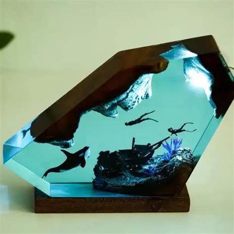 Sea Dreams Whale & Diver Resin Light
