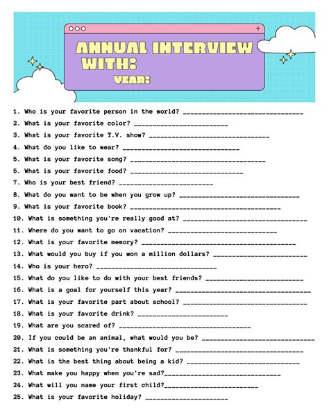 Kid Interview Questions Worksheet 的图像结果