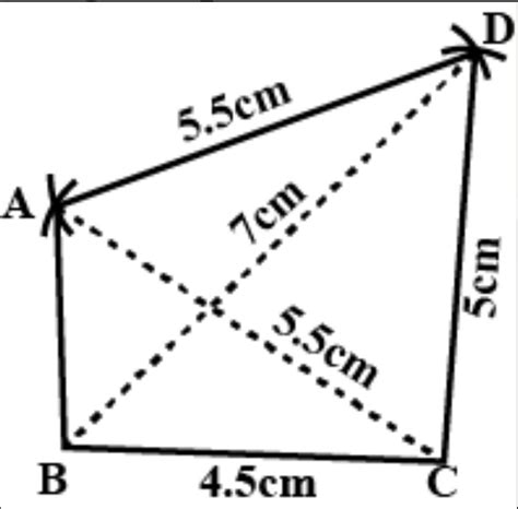 AB 4cm,BC 4cm, CD 4.5 cm DA 5cm and BD 5.5cm .Measure AC. please give ...