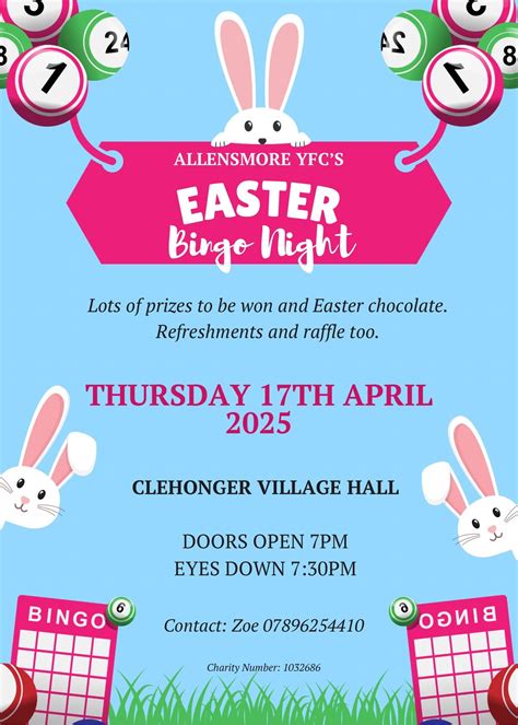 Allensmore YFC Easter Bingo , Clehonger Village, Hereford, 17 April ...