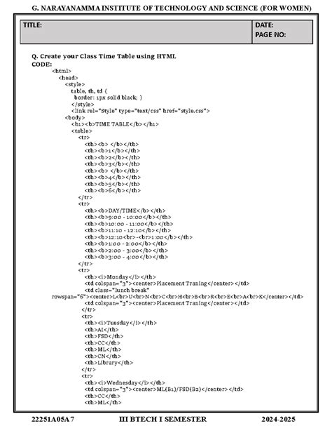 FSD LAB (1) - dcjnsmlx, - TITLE: DATE: PAGE NO: Q. Create your Class ...