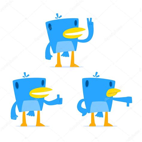 Set of funny cartoon blue bird Stock Vector by ©artenot 7213443