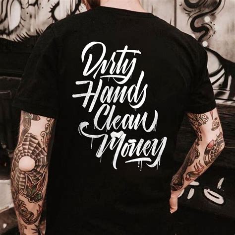 DIRTY HANDS CLEAN MONEY Black Print T-Shirt