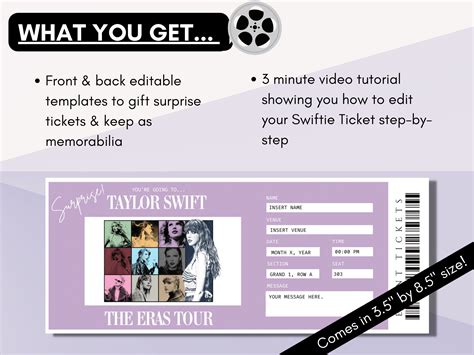 Editable Taylor Swift the Eras Tour Tickets Template | Taylor Swiftie ...
