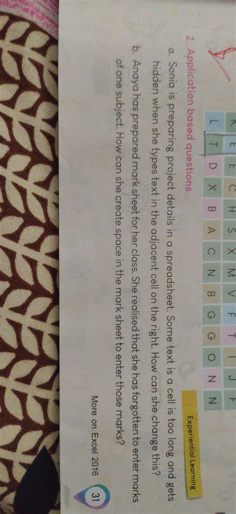 3) Sonia is preparing project details in a spreadsheet. Some text is a ...