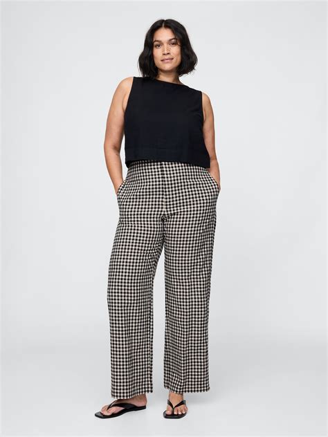 Linen-Blend Relaxed Straight Ankle Pants | Gap