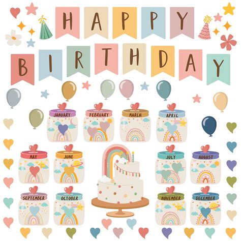 86 Pcs Boho Bulletin Board Classroom Decor Boho Birthday Bulletin ...