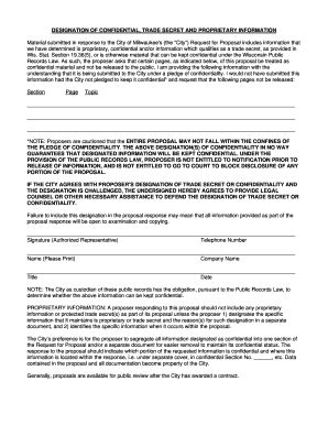 Fillable Online city milwaukee Designation of Confidential and ...
