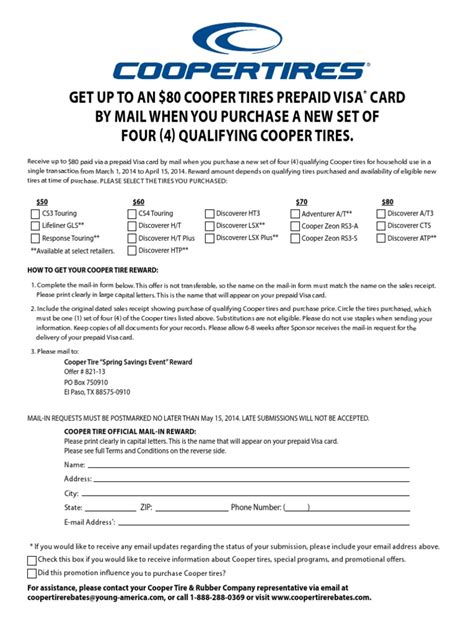 Cooper Tire Rebate Form | PDF